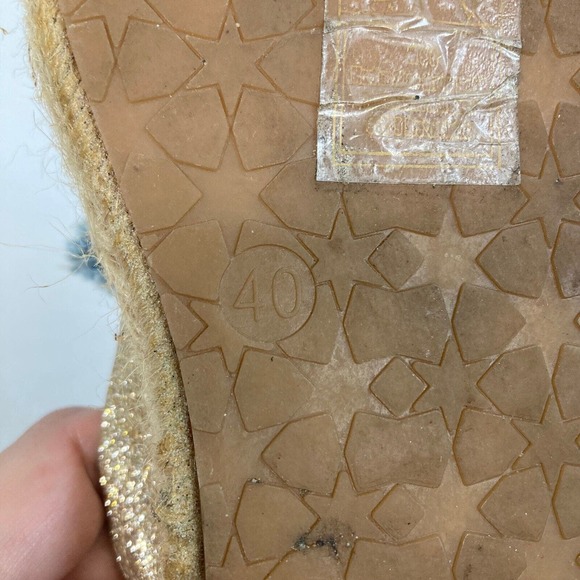 Kim Kay London Womens Sz 10 Blue Gold Palm Tree Glitter Stretch Flat Espadrilles - Picture 6 of 7